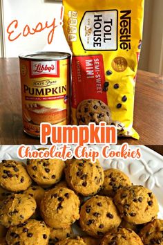 PUMPKIN CHOCOLATE CHIP COOKIES (SOFT BATCH) - Fall Favorite!! Adult and kid approved!! SUPER EASY TO MAKE!! Chocolate Pumpkin Cookies, Chocolate Chip Cookies Soft, Pumpkin Cookies Easy, Soft Batch, Soft Pumpkin Cookies, Cookies Pumpkin, Pumpkin Cookie Recipe, Cookies Soft, Chocolate Pumpkin