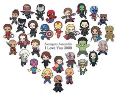 the avengerss assemble i love you 300 character cut outs are arranged in a heart shape