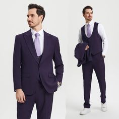 Step Into Sophistication With The Stacy Adams 3-Piece Men's Suit Set! This High-Quality Ensemble Features A Peak Lapel Jacket With A Hybrid Fit, Underarm Sweat Guards, And Ample Pockets, A Matching Vest With A Unique U-Neck Design And 4-Button Closure, And Comfortable Pants With An Expandable Waistband. Plus, No Tie Needed For This Modern Look. Available In Slim And Modern Fits From Sizes 34 To 66, This Suit Is All About Looking Dapper And Feeling Fantastic. Whether It's A Special Event Or A Bus Purple Three-piece Business Suit With Notch Lapel, Fitted Purple Suit With Collar, Fitted Purple Suit, Fitted Purple Sets With Suit Collar, Fitted Elegant Purple Three-piece Suit, Elegant Fitted Purple Three-piece Suit, Business Sets With Notch Lapel In Purple, Purple Business Sets With Notch Lapel, Tailored Purple Sets With Suit Collar