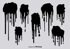 the silhouettes of elephants are covered in black paint and dripping from their tusks