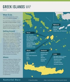 the greek islands map shows where to go and what to see in each country's capital