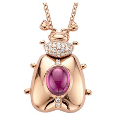 3.21Ct Royal Purple And Tsavorite 18K Rose Gold Diamond Pendant Beetle Necklace, Purple Garnet, Diamond Locket, Locket Pendant Necklace, Heart Necklace Diamond, Purple Jewelry, White Gold Necklaces, Royal Purple, Rose Gold Diamonds