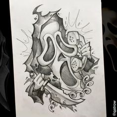 a drawing of a tattoo design with buttons on the front and back of its head