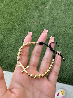 Beautiful handmade bead bracelets guaranteed 18k solid gold Handmade Bead Bracelets, Ball Bracelet, Bracelets Handmade Beaded, Bead Bracelets, Gold Cross, Braided Bracelets, Halloween Shopping, Solid Gold, Jewelry Bracelets