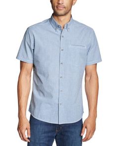 The slightly puckered texture of our shirt's classic seersucker weave enhances the natural breathability of the cotton. It also packs easily and doesn't need ironing, making it an excellent warm-weather traveler.Models shown are 6'0" to 6'2" tall, wearing size M/32x32. Casual Seersucker Shirt For Spring, Casual Seersucker Shirt With Relaxed Fit, Summer Seersucker Shirt With Relaxed Fit, Summer Relaxed Fit Seersucker Shirt, Summer Seersucker Shirt With Short Sleeves, Summer Seersucker Short Sleeve Shirt, Relaxed Fit Seersucker Top With Short Sleeves, Seersucker Shirt, Coral Color