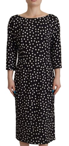 Dolce & Gabbana Polka Dot Sheath Midi Women's Elegance Polka Dot Midi Dress, Dolce Gabbana Dress, Viscose Dress, Midi Sheath Dress, Dolce E Gabbana, Dolce & Gabbana, Overall Shorts, Sheath Dress, Timeless Elegance