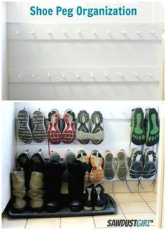 there are many pairs of shoes on display