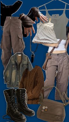 An Outfit Board for my main character, Rae Dystopian Clothes, Lara Croft Outfit, Dystopian Aesthetic, Dystopian Fashion, Cosplay Diy, Lara Croft, Diy Sewing Clothes