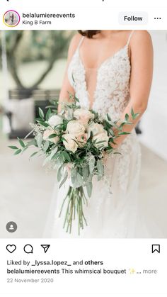 a woman holding a bouquet of flowers in her hand on the instagram page for an article