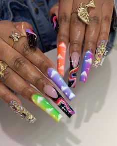 Nails On Black Women, Claw Nails, Best Nail Art Designs, Bling Acrylic Nails, Girls Nails, Square Acrylic Nails, Fire Nails