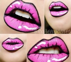 Pretty Lips Tutorials - Awesome Cartoon Lips, Comic Makeup, Fantasy Make-up, Art Lips, Cartoon Makeup, Pop Art Makeup, Lip Tutorial