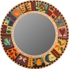 Large Circle Mirror –  Make the Time Sweet circle mirror with nature motif Large Circle Mirror, Eclectic Mirrors, Circle Mirrors, Sticks Furniture, Large Round Mirror, Spiegel Design, Nature Motifs, Handmade Mirrors, Circle Mirror