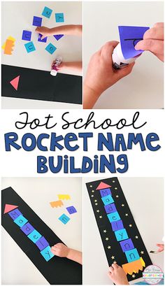 this is a collage of pictures with the words rocket name building written on it