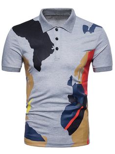 Camo Print Turndown Collar T-shirt - Light Gray - 3P73175813 - Men's Clothing, Men's Tops & T-Shirts, Men's Polo Shirts  #MensPoloShirts #Men's #Clothing # #Men's #Tops #& #TShirts # #Men's #Polo #Shirts Tennis Shirt, Camouflage Shorts, Collar T Shirt, Tennis Shirts, Polo T Shirts, Collar Tshirt, Mens Fashion Summer, Golf Shirt, Camo Print