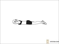 a woman is doing an exercise on her stomach