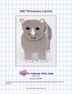 a crocheted rhinoceros pattern is featured in this brochure