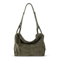 The Sak Los Feliz Slouchy Hobo  - |Suede - Moss Suede| Casual Textured Leather Hobo Bag For On-the-go, Casual Textured Leather Hobo Bag, Versatile Leather Hobo Bag With Zipper Pocket, Casual Suede Hobo Bag For Travel, Versatile Suede Hobo Bag With Soft Leather, Versatile Suede Hobo Bag With Soft Leather Details, Fall Textured Leather Hobo Bag For Travel, Fall Travel Textured Leather Hobo Bag, Casual Suede Hobo Bag For Everyday Use