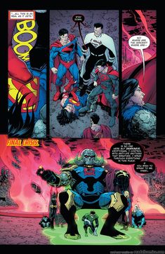 a comic page with superman and other characters