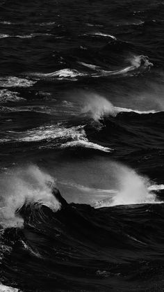 black and white photograph of waves in the ocean