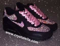 Swarovski Nike, Nike Air Max 90s, Black Nike Air Max, Air Max 90s, Cute Nike Shoes, Cute Sneakers