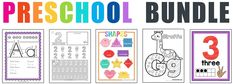 printable preschool worksheets for preschool bundle 3, 5 and 6