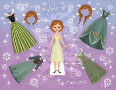 paper dolls with different dresses and hair