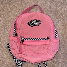 Brand New! Never Used. I Love This Material. I Don’t Know What It Is But It’s Super Soft! No Rips, Tears, Or Stains! Brand New Is A Small Back Pack Casual Pink Bag For Back To School, Vans School Bags, Pink Baseball Hat, Vans Bags, Cute Vans, Vans Checkered, Mini Convertible, Convertible Backpack, Phone Purse