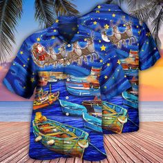 Hawaiian Christmas shirt, Christmas Santa Boat Dreamer Hawaiian Shirt, Christmas Gift, Hawaiian Aloha Shirt created by Teefufu Renowned for its tropical allure, bursting with vibrant colors and distinctive prints. Crafted from lightweight materials, it provides optimal comfort in warm climates. The fitted style and diverse designs, highlighted by floral patterns and captivating motifs, express a simple yet fashionable aesthetic. Whether for a casual outing or a more polished look when paired with various types of bottoms, this shirt radiates a comfortable feel, making it a globally sought-after choice for those embracing island-inspired fashion. Product Details: - Material: Premium 100% Polyester, this fabric creates a suitable balance to keep you cool, ensuring unprecedented comfort and d Napa Valley Trip, Cat Machines, Cool Doormats, Hawaiian Christmas, Tropical Vacations, Casual Dating, Pirate Shirts, Western Riding, Shirt Oversize