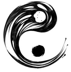 a black and white drawing of a yin symbol