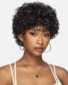 Short Curly Style with Full Bang Grey Hair Wig, Wet Style, Wig Outlet, Vivica Fox Wigs, Vivica Fox, Ponytail Hair Piece, Color Streaks, Best Wig Outlet, Kids Wigs