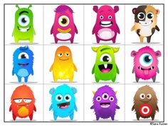 an image of different colored monsters