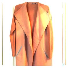 Nwot Beautiful Kerisma Drape Sweater Jacket! Orange Long Sleeve Outerwear For Spring, Fitted Orange Long Sleeve Outerwear, Orange Long Sleeve Outerwear For Work, Draped Sweater, Sweater Jacket, Checks, Coats Jackets, Jackets For Women, Jackets & Coats