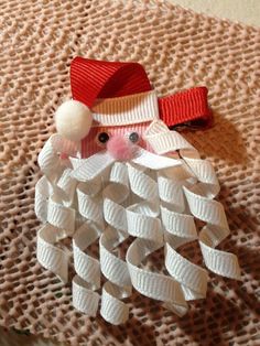 Christmas Ribbon Sculptures, Santa Hair Bows, Ribbon Sculpture Hair Clips, Christmas Bows For Hair, Baby Band, Tacky Sweater, Ribbon Ideas, Bow Ideas