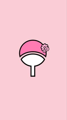 a pink and white hat on top of a light pink background with the word hello kitty above it