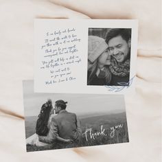 two photos with the words thank you written on them and an image of a couple holding each other