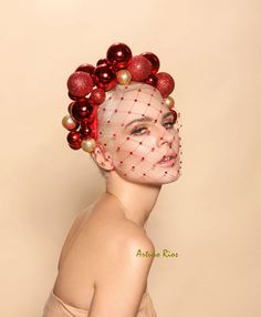 Pretty Fun Christmas headpiece made on a red satin headband with Red and Gold ornaments, red veil with Swarovski crystals. Its light and easy to wear. Fascinator comes with a hat box. Note: The real color is a deeper and brighter holiday red, The lighting at the photo studio changed the color and made it look dry/rust Please check my store where you will find other beautiful headpieces :) Thank you AR> Red Christmas Costume Hat For Party, Red Christmas Party Costume Hat, Red Christmas Holiday Headband, Holiday Party Headband Fascinator, Red Christmas Party Headpiece, Red Crown Headpiece For Wedding, Festive Red Headband, Elegant Red Headband For Parties, Christmas Festive Headband Headpiece