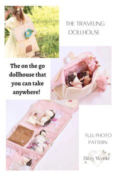 A kids backpack that opens up to a dollhouse Travel Dollhouse Pattern, Travel Dollhouse Diy, Diy Doll Suitcase, Diy Busy Books, Play For Kids, Diy Travel Bag, Beautiful Backpacks