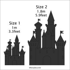 an image of a castle with measurements for the size and width in front of it