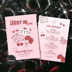 the lucky in love brochure is on display