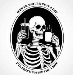 a skeleton holding a drink in its hand with the words iced off, i like it at