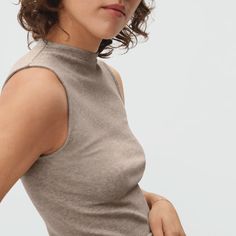 Women’s Pima Micro-Rib Funnel-Neck Tank | Everlane Snug Ribbed Tops For Layering, Everyday Fitted Everlane Tops, Fitted Everlane Tops For Everyday, Everlane Stretch Tops, Casual Fitted Everlane Tops, Everlane Fitted Casual Top, Tees For Women, Women's T Shirts, Supima Cotton