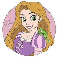 a cartoon character holding a green frog in her hand