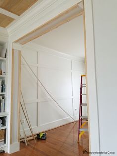 an empty room with white walls and wooden floors is being remodeled in preparation for the remodel