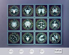 twelve zodiac signs are shown in the center of this photo, and below is an image of