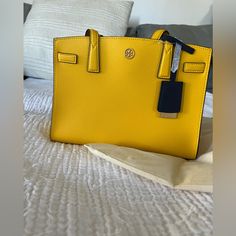 Brand New Tory Burch Walker Small Satchel In Goldfinch Never Worn. Tags On. Duster Included. Perfect Bag For Spring. Goldfinch, Tory Burch Bags, Tory Burch Bag, Perfect Bag, Gold Yellow, Womens Tote Bags, Tory Burch, Satchel, Yellow Gold