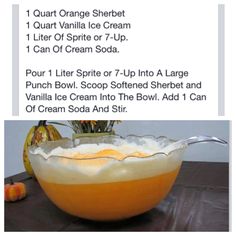 an orange and vanilla ice cream recipe in a bowl