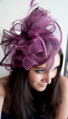 Burgundy Wine Fascinator - "Penny" Mesh Hat Fascinator with Mesh Ribbons and Burgundy Feathers Retro Evening Fascinator Hat, Red Summer Evening Fascinator, Feminine Hat-style Fascinator, Burgundy Fascinator, Red Feathered Hat Fascinator, Derby Attire, Fun Hat, Silly Hats, Timeless Glamour