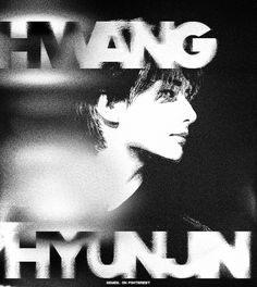 a black and white photo of a man with the words hyenn on it