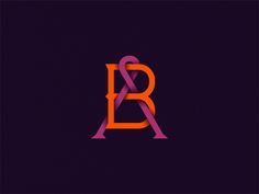 the letter b is made up of two different colors and shapes, with an orange and purple