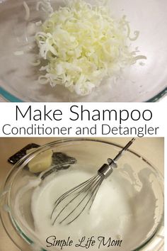 Take control of the ingredients in your products! Learn how to make Liquid Shampoo, Conditioner, and Detangler with natural ingredients only! How To Make Conditioner, Homemade Shampoo And Conditioner, Make Shampoo, Hair Conditioner Recipe, Natural Shampoo Diy, Homemade Natural Shampoo, Homemade Conditioner